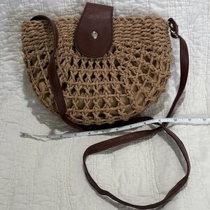 SHEIN Tan and Brown Woven Crossbody Bag